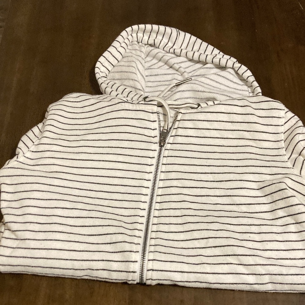 Roxy White and Black Striped Hoodie